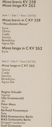 Mozart,Wolfgang Amadeus: Missa Longa / Missa Brevis, Schwann (41 669 3), D,Club Ed., 1983 Typ: LP Best.-Nr.: L1614 Preis: 6,00 Euro