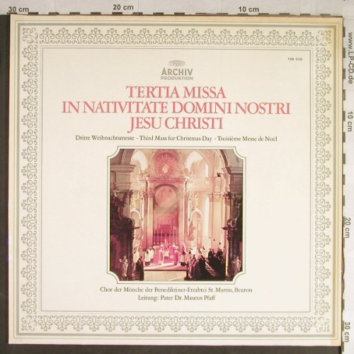 Mönche der Benediktiner-Erzabtei: St.Martin, Beuron.Tertia Missa..Foc, Archiv(198 036), D,Ri,m/vg+,  - LP - L1687 - 6,00 Euro