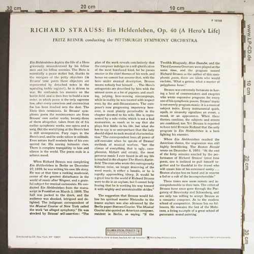 Strauss,Richard: Ein Heldenleben,op.40,a hero's life, CSP-Columbia(P 14148), US,  - LP - L1689 - 5,00 Euro