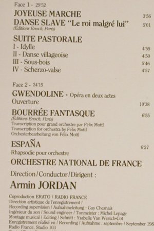 Chabrier,Emmanuel: Espana/Bourree Fantasque, Foc, Erato(NUM 75079/ZL), F, 1984 - LP - L1772 - 9,00 Euro