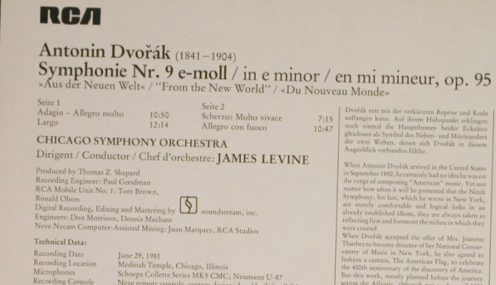 Dvorak,Antonin: Sinfonie Nr.9 ,New World Symphony, RCA Red Seal (RL 14248), D, 1982 Typ: LP Best.-Nr.: L1777 Preis: 7,50 Euro