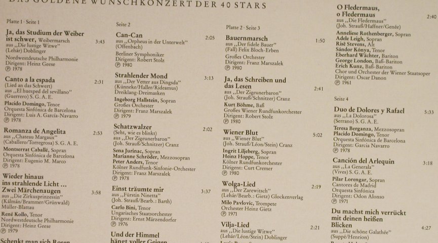 V.A.Weltstars -Festival d.Operette: Das goldene Wunschkonzert d.40Stars, RCA(VL 30421), D, Foc, 1980 - 2LP - L1793 - 7,50 Euro