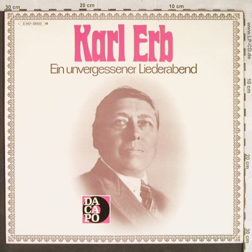 Erb,Karl: Ein Unvergessener Liederabend, Dacapo (C 047-28 033), D Typ: LP Best.-Nr.: L1881 Preis: 6,00 Euro