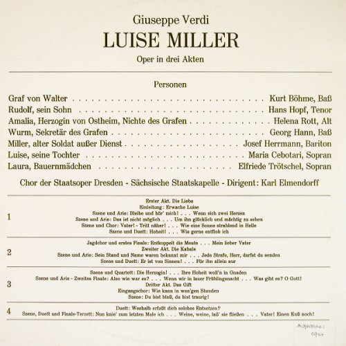 Verdi,Giuseppe: Luisa Miller, in drei Akten,vg+/vg+, LM (LM 1-4), A, Foc Typ: 2LP Best.-Nr.: L1891 Preis: 4,00 Euro