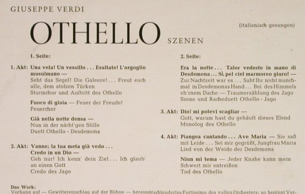 Verdi,Giuseppe: Othello-Szenen, Decca (SXL 20 523-B), D Typ: LP Best.-Nr.: L1910 Preis: 5,00 Euro