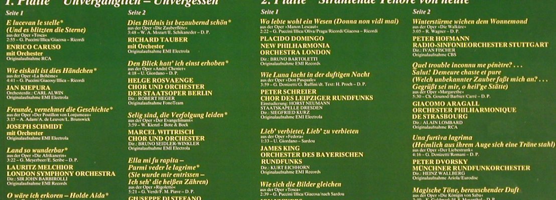 V.A.Goldenes Tenor-Staralbum: Caruso, Kiepura..Carreras, Foc, Parnass (42 413 5), D, 1985 Typ: 2LP Best.-Nr.: L1922 Preis: 7,50 Euro