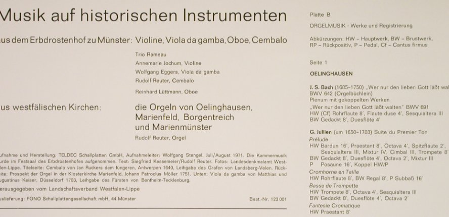 V.A.Musik auf historischen Instrum.: Aus dem Erbdrostenhof z.Münster,Foc, FSM, Folge 1(FSM 123 001), D, m /vg+, 1971 - 2LP - L1936 - 6,00 Euro