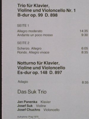 Schubert,Franz: Klaviertrio Nr.1 B-dur / Notturno, Supraphon(38 455 2), D Club-Ed., 1975 - LP - L1937 - 6,00 Euro
