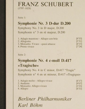 Schubert,Franz: Sinfonien Nr.3 & 4, Deutsche Grammophon (2530 526), D, 1973 Typ: LP Best.-Nr.: L1974 Preis: 6,00 Euro