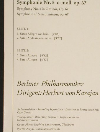 Beethoven,Ludwig van: Sinfonie Nr.5, Deutsche Gramophon(138 804), D, 1962 - LP - L2025 - 7,50 Euro