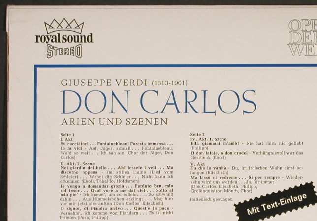 Verdi,Giuseppe: Don Carlos - Arien und Szenen,ital., Decca (SXL 20 555-B), D Typ: LP Best.-Nr.: L2038 Preis: 7,50 Euro
