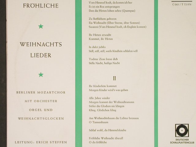 Berliner Mozartchor / Erich Steffen: O Du Fröhliche..., Deutscher Schallplattenc (C 043), D, Ri Typ: 10" Best.-Nr.: L2057 Preis: 5,00 Euro
