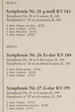 Mozart,Wolfgang Amadeus: Symphonien Nr.25 g-moll,26,27, Deutsche Grammophon (2530 120), D, 1973 Typ: LP Best.-Nr.: L2096 Preis: 6,00 Euro