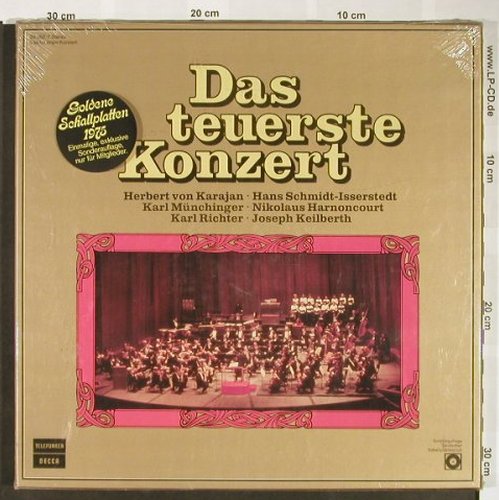 V.A.Das Teuerste Konzert: 10 Tr., Box, FS-New, Telefunken (29 552-7), D,DSC-Ed., 1975 Typ: 4LP Best.-Nr.: L2126 Preis: 15,00 Euro
