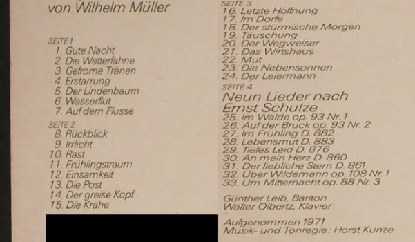 Schubert,Franz: Winterreiseop.89, Foc, vg+/vg+, Eterna(8 26 255/256), DDR, 1972 - 2LP - L2192 - 6,00 Euro