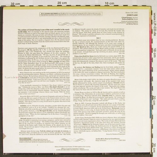 Souzay,Gerard / Dalton Baldwin: Serenade, m-/vg+, RCA Red Seal(LSC-3082), US, 1969 - LP - L2199 - 5,00 Euro