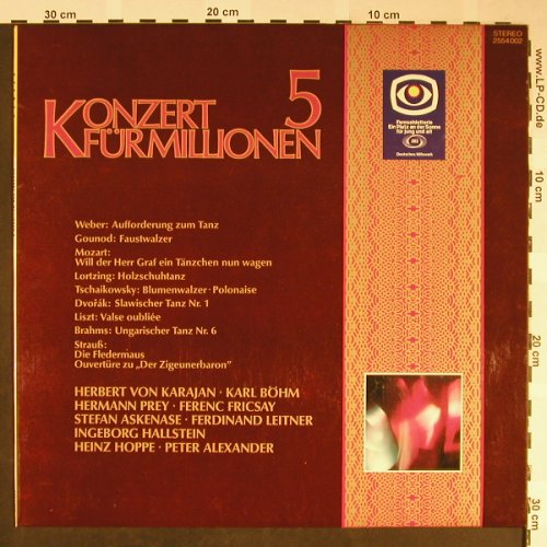 V.A.Konzert Für Millionen: 5 - Weber...Strauß, 13 Tr., D.Gr./Fernsehlotterie(2554 002), D, 1968 - LP - L2258 - 4,00 Euro