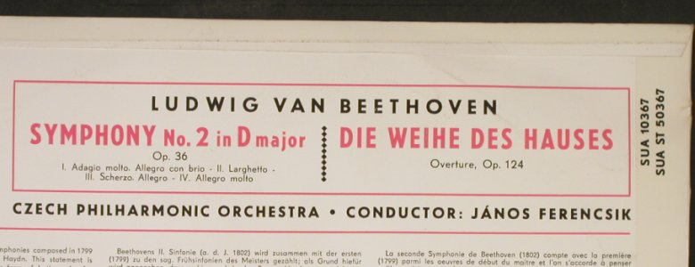Beethoven,Ludwig van: Sinfonie No.2/Die Weihe des Hauses, Supraphon(SUA ST 50367), CZ,vg+/vg+, 1962 - LP - L2297 - 6,00 Euro