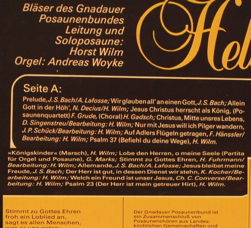 V.A.Helle Posause: Bläser des Gnadauer Posaunenbundes, Liebenzeller Mission (VLM 8003), D Typ: LP Best.-Nr.: L2326 Preis: 6,00 Euro