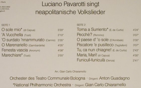 Pavarotti,Luciano: O Sole Mio, neapolit. Volklieder, Decca (6.42574 AS), D, 1979 Typ: LP Best.-Nr.: L2345 Preis: 6,00 Euro