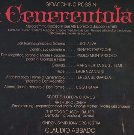 Rossini,Gioacchino: La Cenerentola, Box, FS-New, D.Gr. (2709 039), D, 1971 Typ: 3LP Best.-Nr.: L2352 Preis: 45,00 Euro