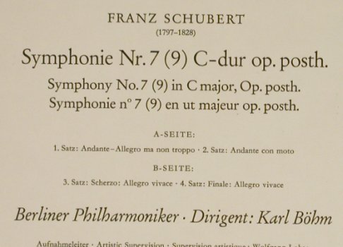 Schubert,Franz: Sinfonie Nr.7(9) Op.Posth., D.Gr. (138 877), D, 1963 Typ: LP Best.-Nr.: L2370 Preis: 5,00 Euro