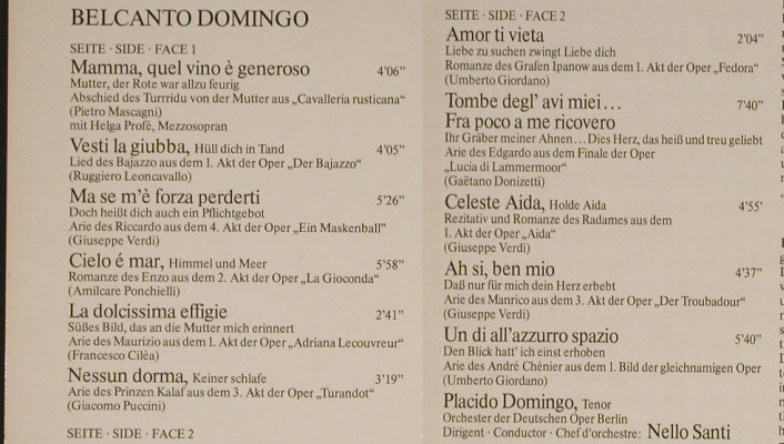 Domingo,Placido: Belcanto Domingo '1968, Ri, Teldec (6.42954 AG), D Typ: LP Best.-Nr.: L2383 Preis: 5,00 Euro