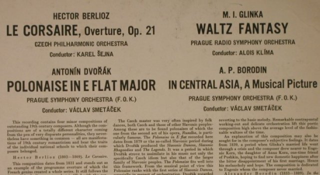 V.A.Berlioz,Dvorak,Glinka,Borodin: Orchestral Compositions, vg+/vg+, Supraphon(LPM 476), CZ,  - 10inch - L2427 - 5,00 Euro