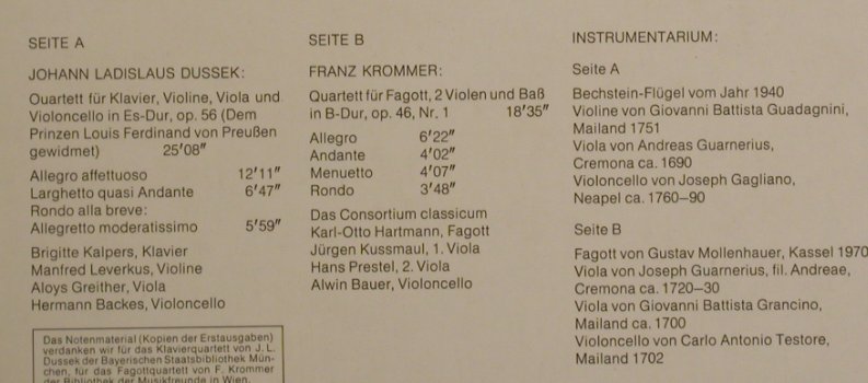 V.A.Unbekannte Kammermusik 5: Johann LadislausDussek,Fr.Krommer, D.Gr. / BAYER(F 65 433), D,  - LP - L2433 - 5,00 Euro