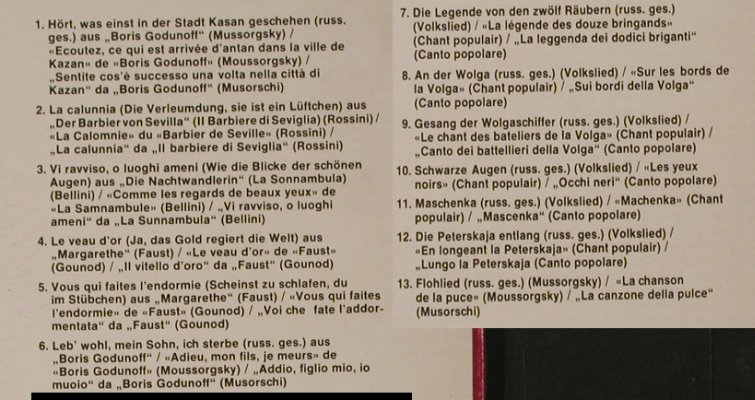Schaljapin,Fedor: singt Arien und Volkslieder, TopClassic (TC 9036), D Typ: LP Best.-Nr.: L2454 Preis: 6,00 Euro