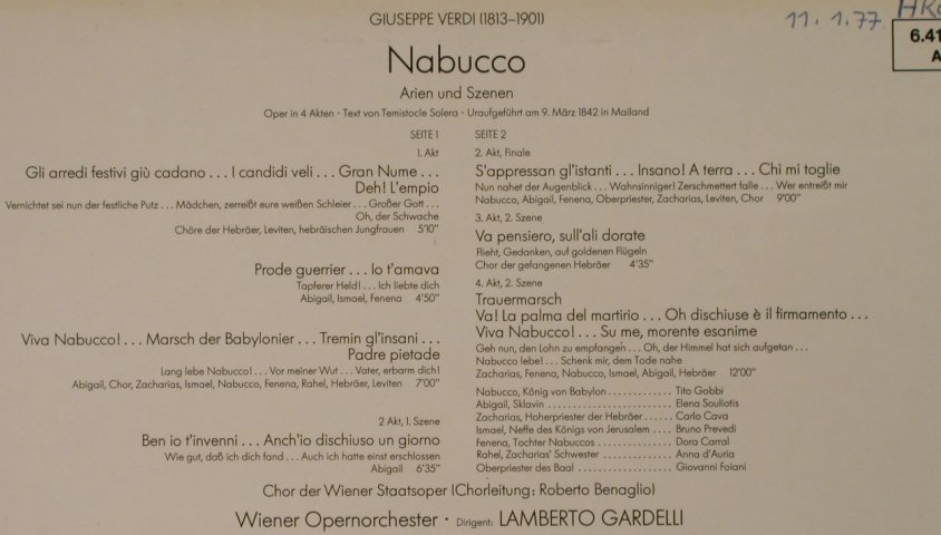 Verdi,Giuseppe: Nabucco-Arien und Szenen, Decca (6.41366 AN), D, woc, 1967 Typ: LP Best.-Nr.: L2479 Preis: 5,00 Euro
