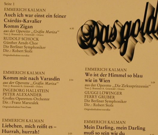 V.A.Das goldene Operetten Archiv: 14  - K - Emmerich Kálmán, Mercato (29 313 4), D, 1983 Typ: LP Best.-Nr.: L2494 Preis: 5,50 Euro