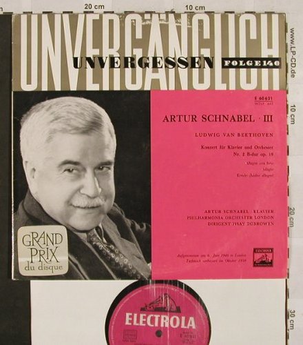 Schnabel,Arthur: III-Folge 140,Beethoven, Electrola (E 60 621),  Typ: 10" Best.-Nr.: L2511 Preis: 4,00 Euro