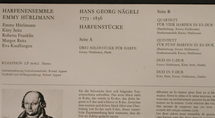 Nägeli,Hans Georg: Harfenstücke, Rimaphon(30-012), CH,  - LP - L2554 - 7,50 Euro