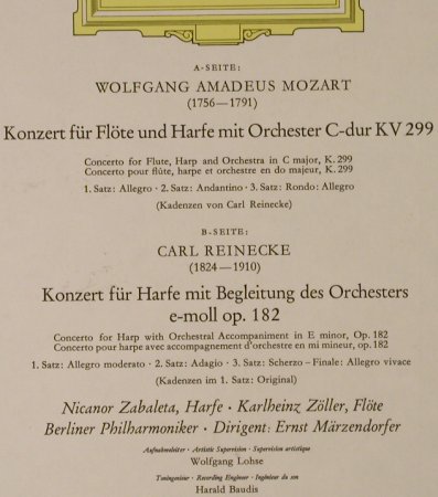 Mozart,Wolfgang Amadeus/C.Reinecke: Konzert f.Flöte&HarfeKV299/Konzert, D.Gr. (SLPM 138 853), D, Ri, 1963 Typ: LP Best.-Nr.: L2558 Preis: 6,00 Euro