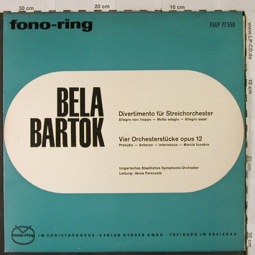 Bartok,Bela: Divertimento für Streichorchester, Fono-Ring/Christophorus(FGLP 77 550), D,  - LP - L2575 - 12,50 Euro