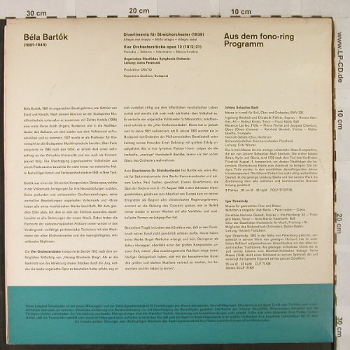 Bartok,Bela: Divertimento für Streichorchester, Fono-Ring/Christophorus(FGLP 77 550), D,  - LP - L2575 - 12,50 Euro