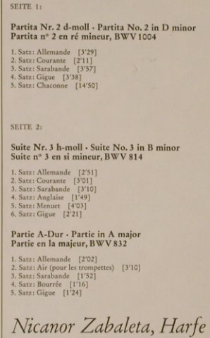 Zabaleta,Nicanor: Johann Sebastian Bach, D.Gr.(2530 333), D, 1973 - LP - L2587 - 7,50 Euro