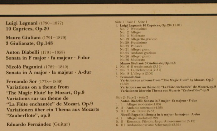 Fernandez,Eduardo: Lenani, Giuliani, Sor Diabella..., Decca (6.43182 AZ), D, 1985 Typ: LP Best.-Nr.: L2602 Preis: 6,00 Euro