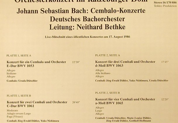 Bach,Johann Sebastian: Cembalo-Konz.1053,1061,1063,1065, RDM / Teldec(16/170886), D,Foc,Live, 1986 - 2LP - L2605 - 7,50 Euro