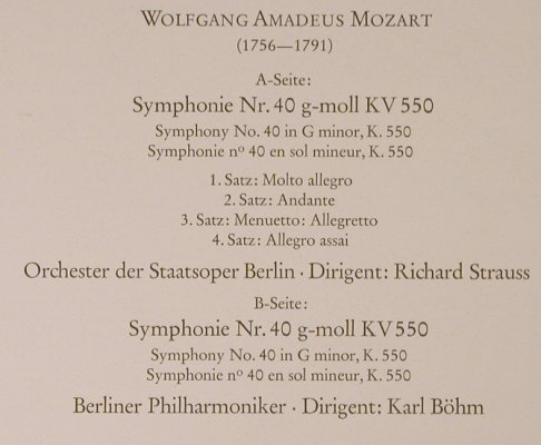 Mozart,Wolfgang Amadeus: Sinfonie Nr.40 g-mol,KV.550, Foc, Deutsche Grammophon (642 010), D, 1968 Typ: LP Best.-Nr.: L2620 Preis: 12,50 Euro
