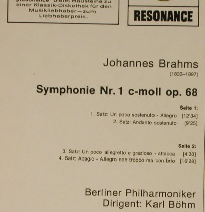 Brahms,Johannes: Sinfonie Nr.1 (1960), D.Gr. Resonance(2535 102), D, Ri, 1975 - LP - L2627 - 6,00 Euro