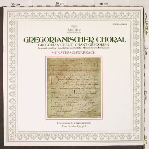 Choralschola Münsterschwarzach: Gregorianischer Choral (V), Foc, Archiv (2533 320), D, 1976 Typ: LP Best.-Nr.: L2710 Preis: 7,50 Euro