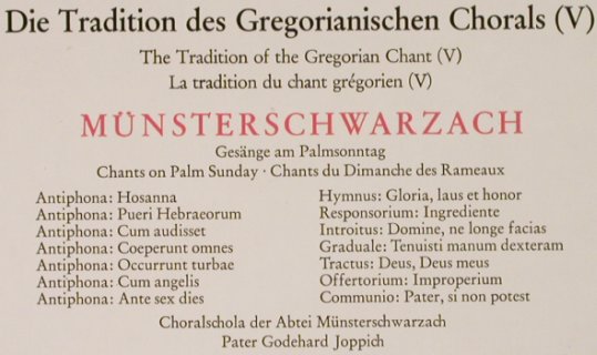 Choralschola Münsterschwarzach: Gregorianischer Choral (V), Foc, Archiv (2533 320), D, 1976 Typ: LP Best.-Nr.: L2710 Preis: 7,50 Euro