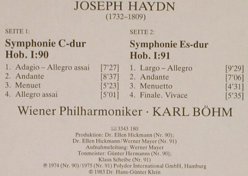 Haydn,Joseph: Sinfonien Nr.90 & 91, D.Gr. Serie Galerie(2543 180), D, Ri.74, 1983 - LP - L2744 - 5,00 Euro