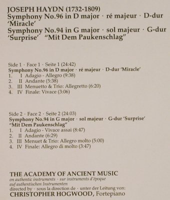 Haydn,Joseph: Sinfonien Nr.94 & 96, Decca (6.43256 AZ), D, 1985 Typ: LP Best.-Nr.: L2771 Preis: 6,00 Euro