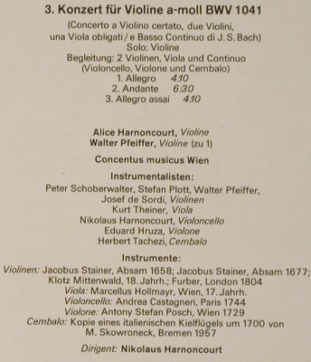 Bach,Johann Sebastian: Violinkonzerte auf Orignalinstr. 1, Eterna(8 27 706), DDR,vg+/m-, 1983 - LP - L2788 - 4,00 Euro