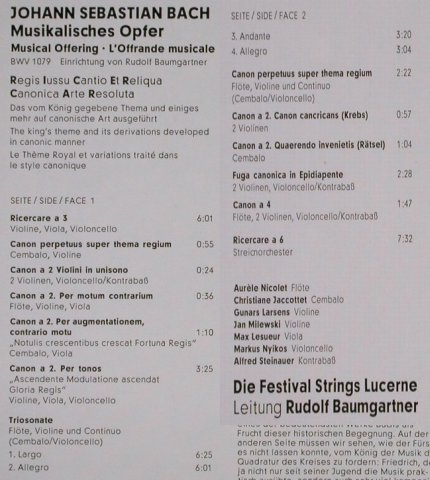 Bach,Johann Sebastian: Musikalisches Opfer, BWV 1079, Orbis(SQ 27 319 KK), D, 1976 - LPQ - L2802 - 5,00 Euro