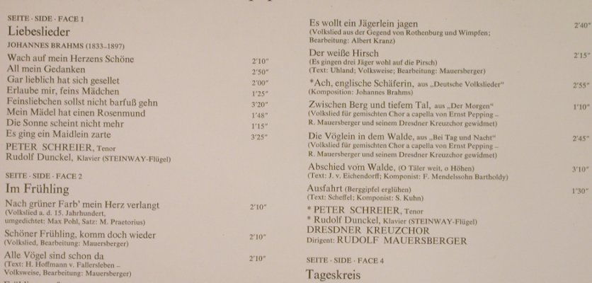 Schreier,Peter & Dresdner Kreuzchor: Deutsche Volkslieder, Foc, Telefunken (6.48085 DT), D, 1975 Typ: 2LP Best.-Nr.: L2817 Preis: 7,50 Euro