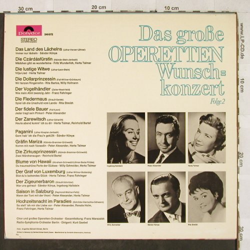 V.A.Das Grosse Operetten: Wunschkonzert Folge 2, Polydor(249 072), D, 1966 - LP - L2823 - 5,50 Euro